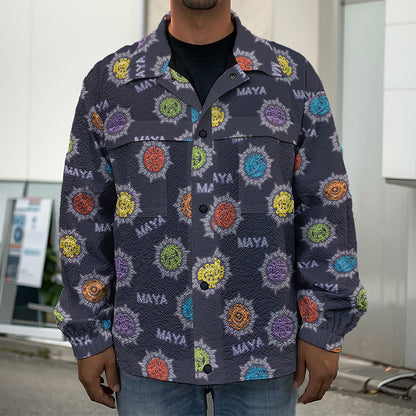 Colorful Maya Pattern Print Men's Shirt Jacket