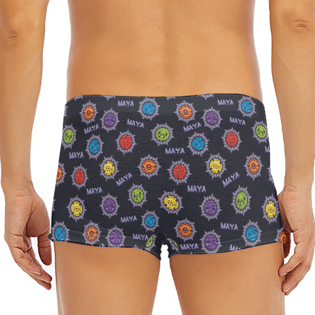 Colorful Maya Pattern Print Men's Short Boxer Briefs