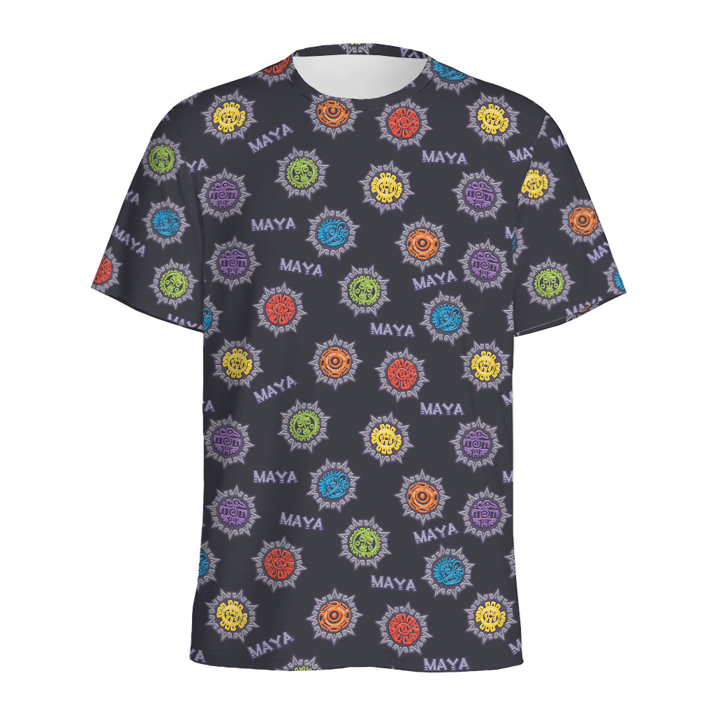 Colorful Maya Pattern Print Men's Sports T-Shirt