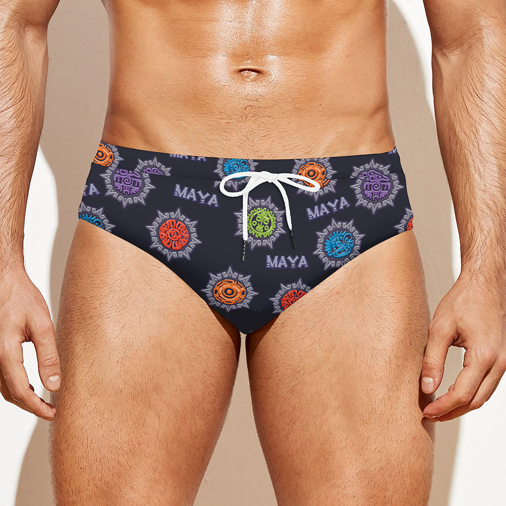 Colorful Maya Pattern Print Men's Swim Briefs