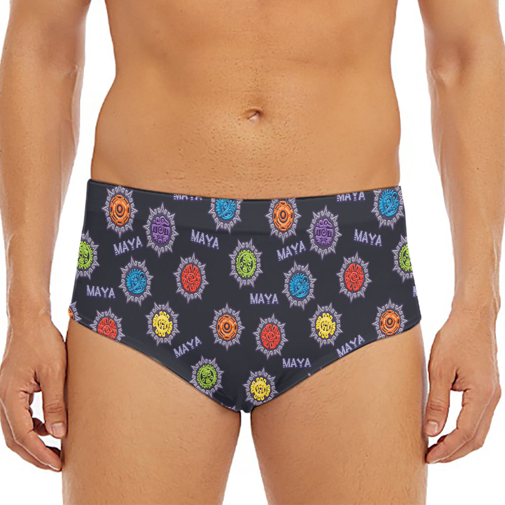 Colorful Maya Pattern Print Men's Triangle Swim Briefs