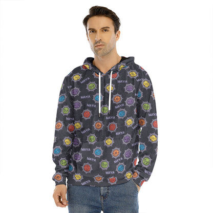 Colorful Maya Pattern Print Men's Velvet Pullover Hoodie