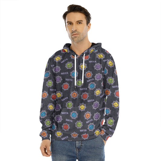 Colorful Maya Pattern Print Men's Velvet Pullover Hoodie