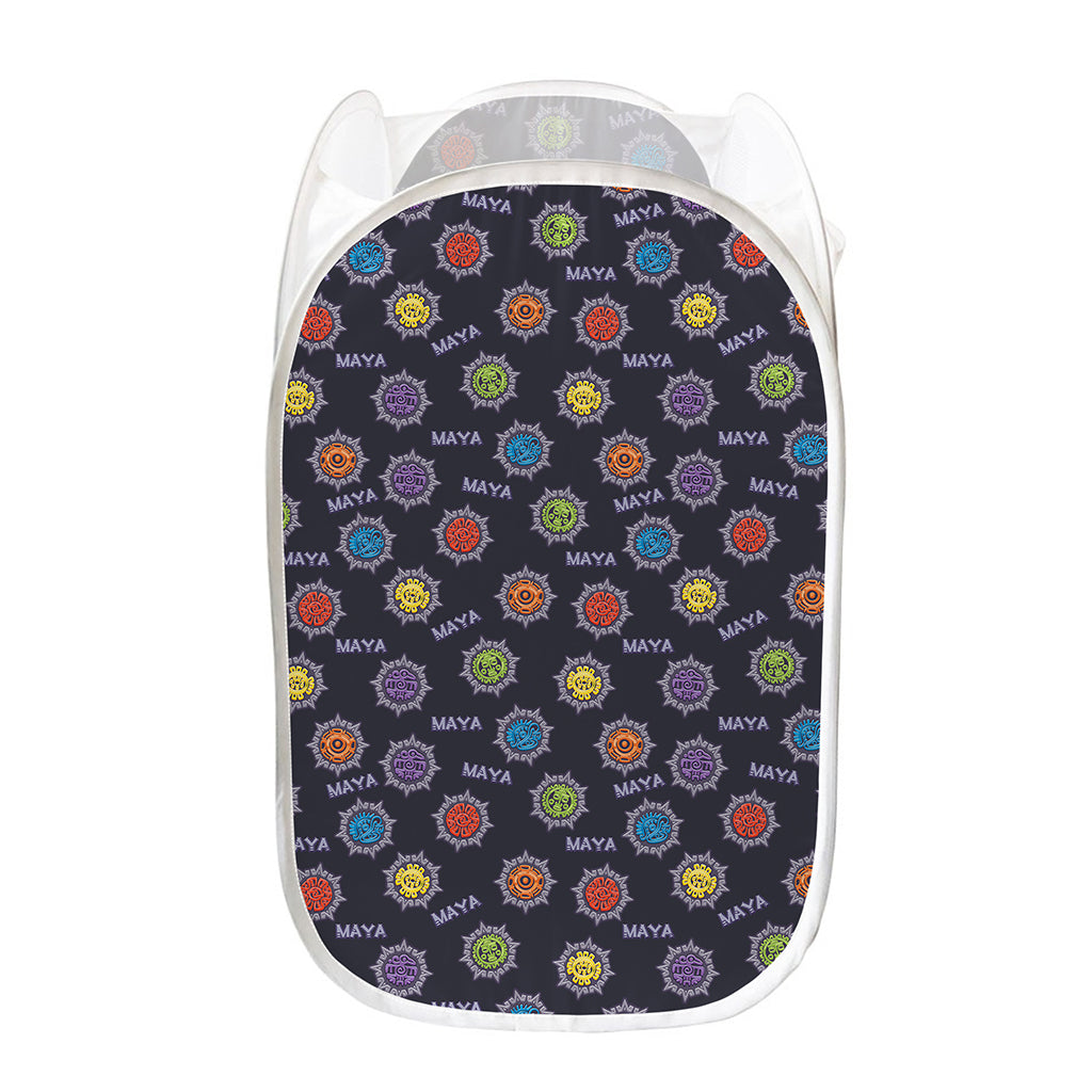 Colorful Maya Pattern Print Mesh Laundry Hamper