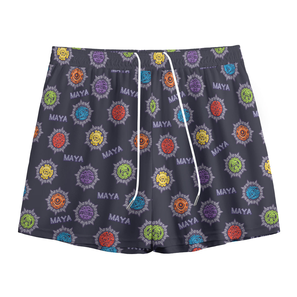 Colorful Maya Pattern Print Mesh Shorts