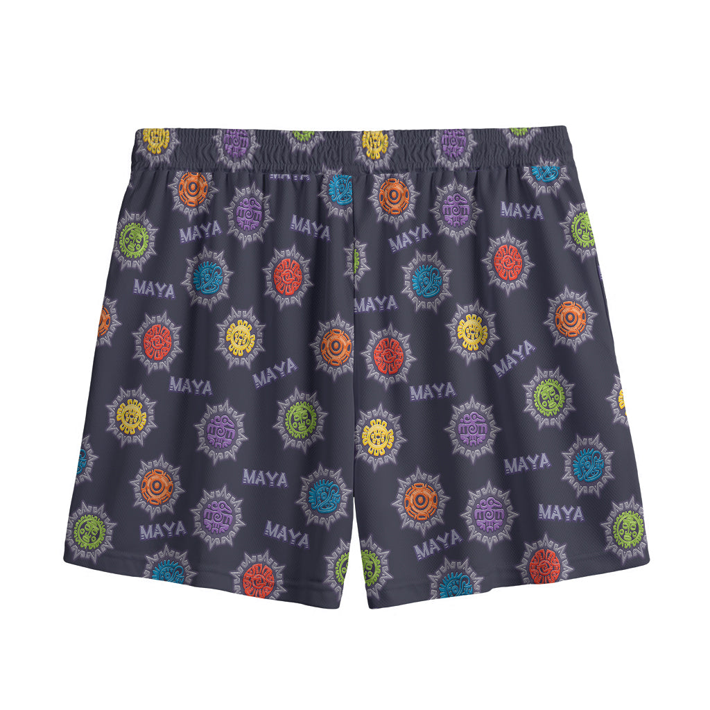 Colorful Maya Pattern Print Mesh Shorts