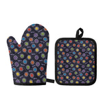 Colorful Maya Pattern Print Oven Mitt And Pot Holder Set
