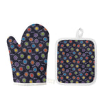 Colorful Maya Pattern Print Oven Mitt And Pot Holder Set