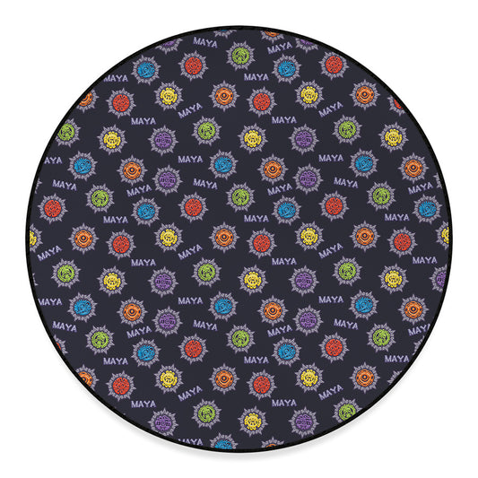 Colorful Maya Pattern Print Round Floor Mat