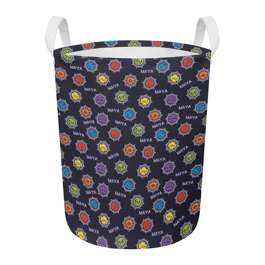 Colorful Maya Pattern Print Round Laundry Basket