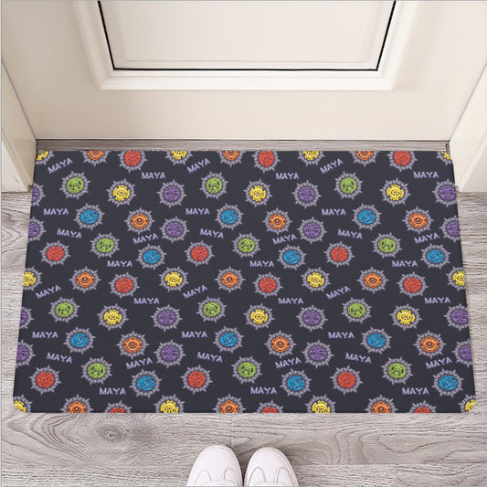 Colorful Maya Pattern Print Rubber Doormat