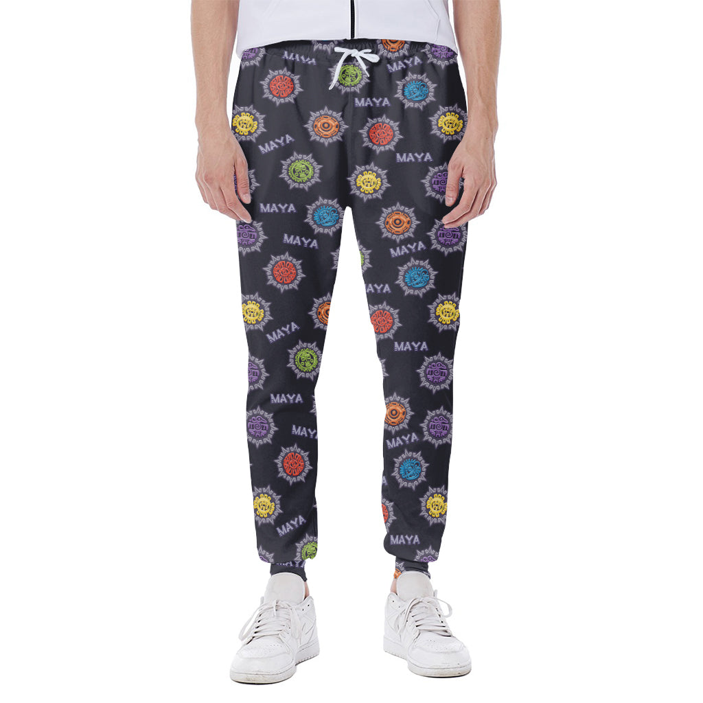Colorful Maya Pattern Print Scuba Joggers