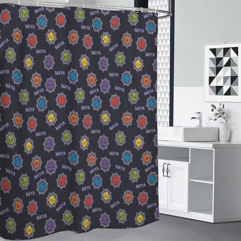 Colorful Maya Pattern Print Shower Curtain