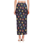Colorful Maya Pattern Print Side Slit Maxi Skirt
