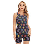 Colorful Maya Pattern Print Sleeveless One Piece Swimsuit