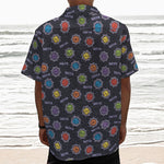 Colorful Maya Pattern Print Textured Short Sleeve Shirt