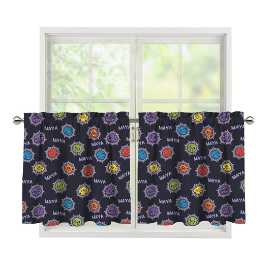 Colorful Maya Pattern Print Tier Curtains