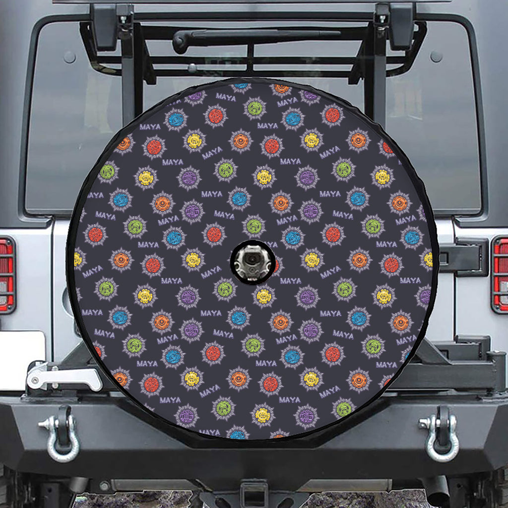 Colorful Maya Pattern Print Tire Cover With Camera Hole