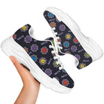 Colorful Maya Pattern Print White Chunky Shoes