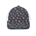 Colorful Maya Pattern Print White Mesh Trucker Hat