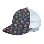 Colorful Maya Pattern Print White Mesh Trucker Cap
