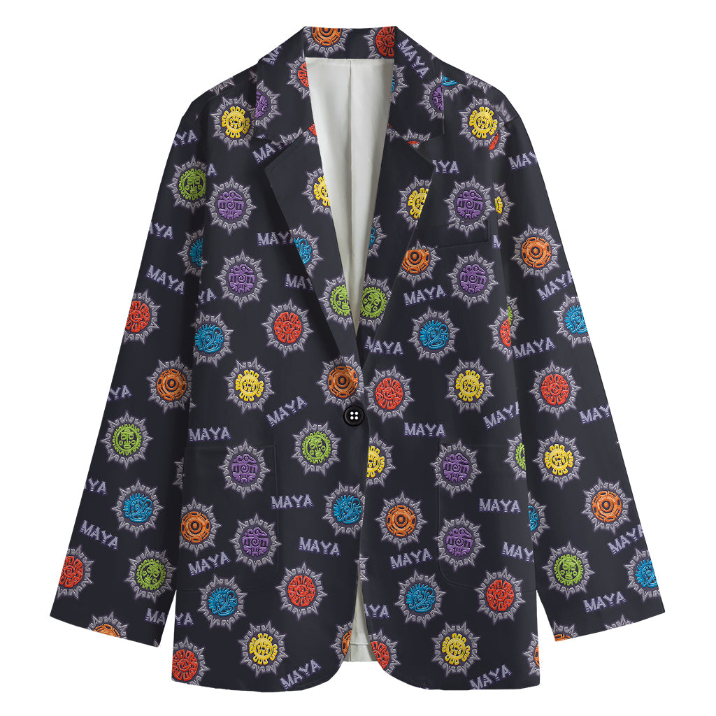 Colorful Maya Pattern Print Women's Blazer