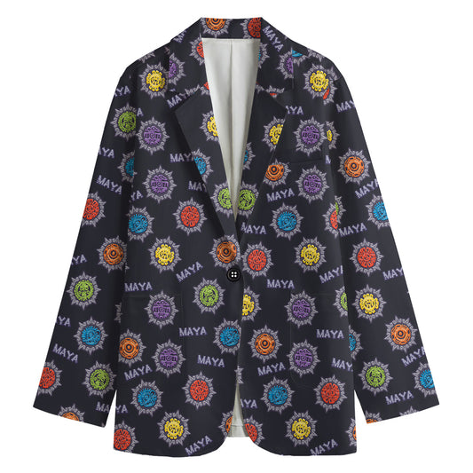Colorful Maya Pattern Print Women's Blazer