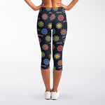 Colorful Maya Pattern Print Women's Capri Leggings