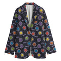 Colorful Maya Pattern Print Women's Cotton Blazer