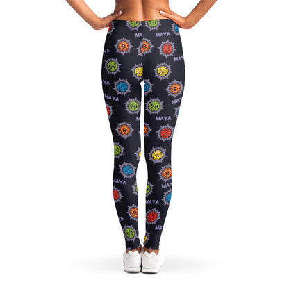 Colorful Maya Pattern Print Women's Leggings