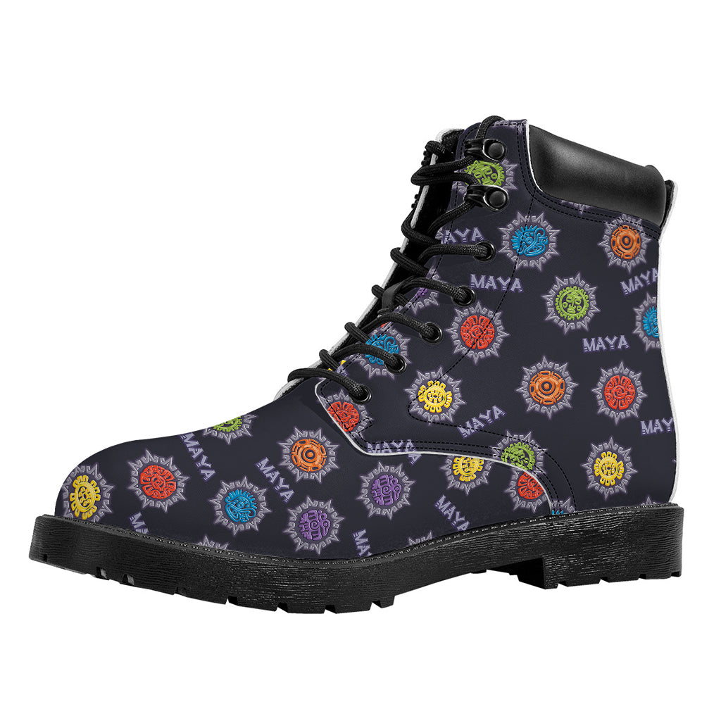 Colorful Maya Pattern Print Work Boots