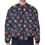 Colorful Maya Pattern Print Zip Sleeve Bomber Jacket