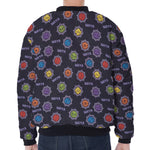 Colorful Maya Pattern Print Zip Sleeve Bomber Jacket