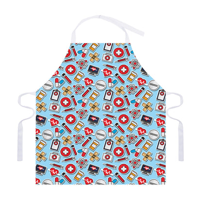 Colorful Medical Pattern Print Adjustable Apron