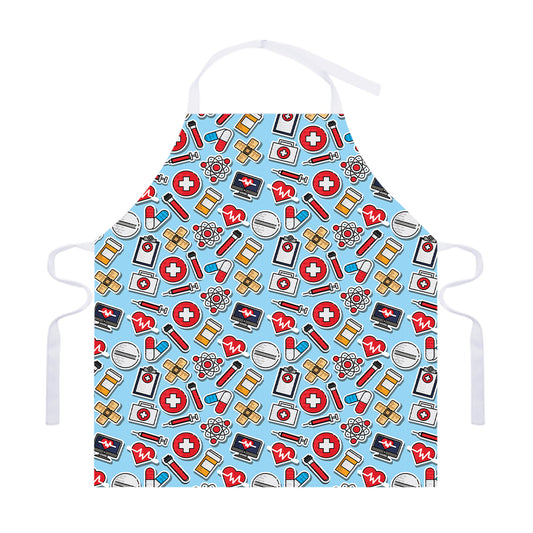 Colorful Medical Pattern Print Adjustable Apron