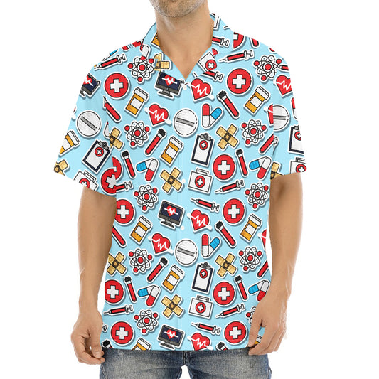 Colorful Medical Pattern Print Aloha Shirt