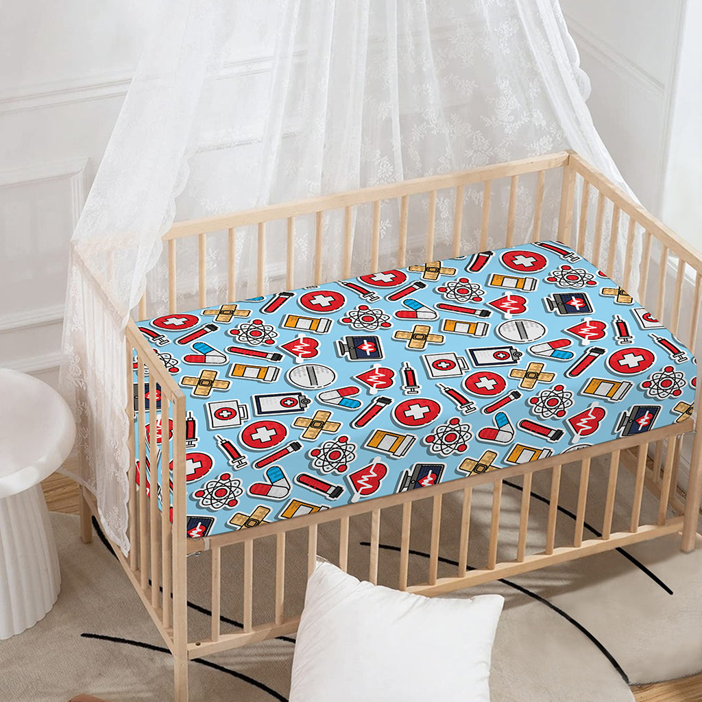 Colorful Medical Pattern Print Baby Crib Sheet