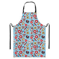Colorful Medical Pattern Print Bib Apron With Pocket