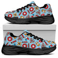 Colorful Medical Pattern Print Black Chunky Shoes