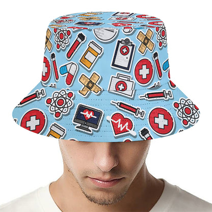 Colorful Medical Pattern Print Bucket Hat