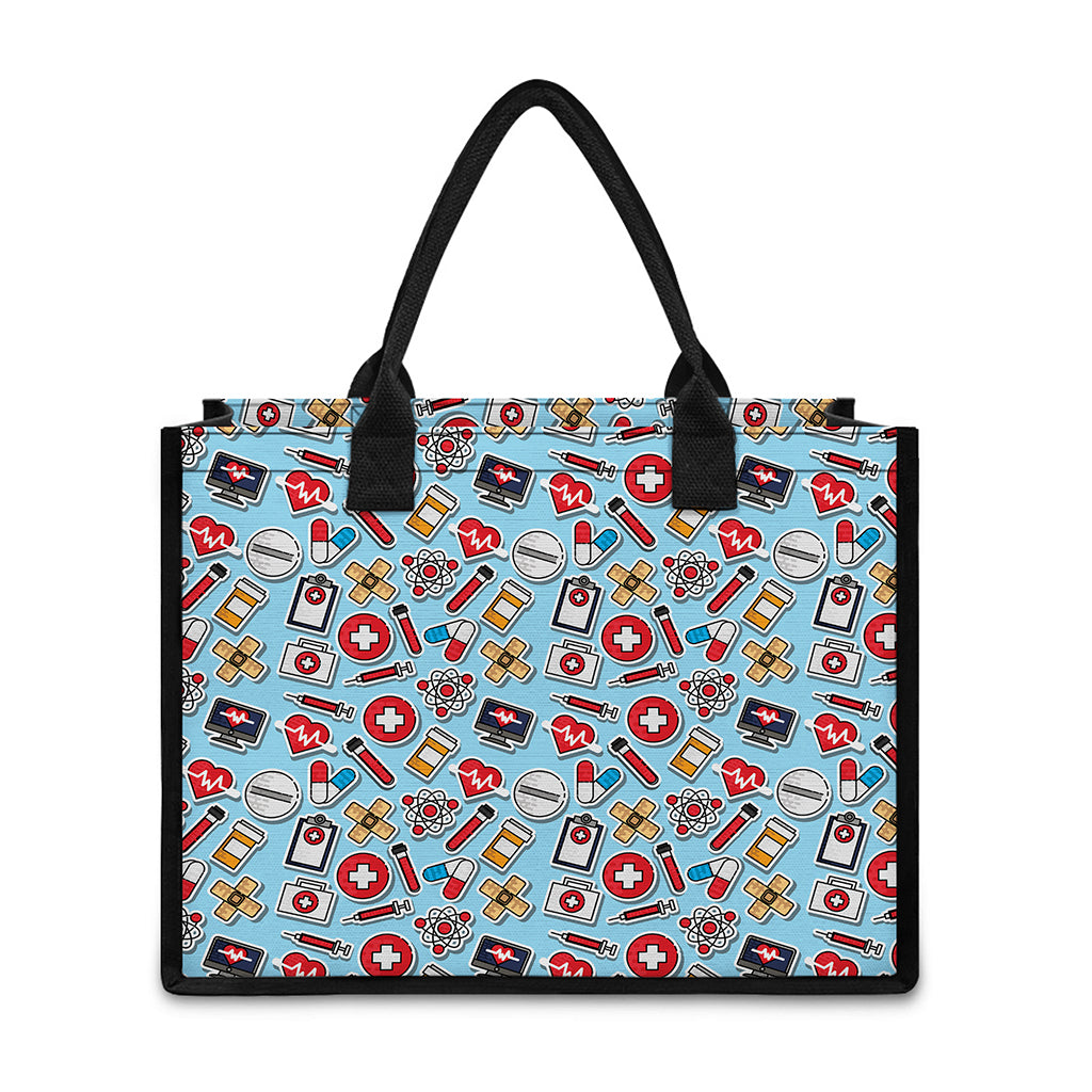 Colorful Medical Pattern Print Canvas Tote Bag