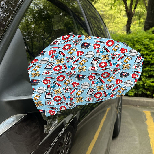 Colorful Medical Pattern Print Car Side Mirror Covers
