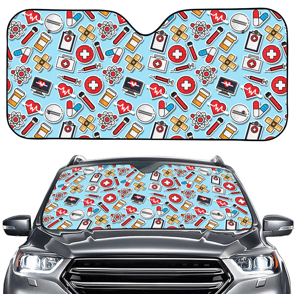 Colorful Medical Pattern Print Car Windshield Sun Shade