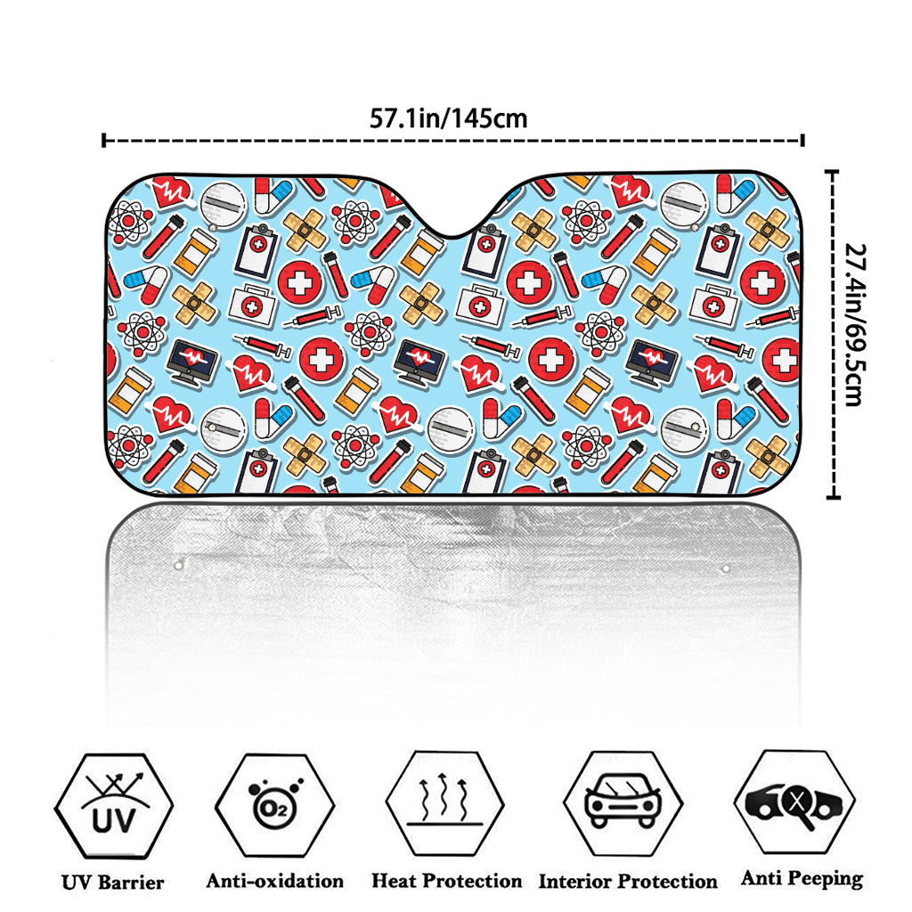 Colorful Medical Pattern Print Car Windshield Sun Shade
