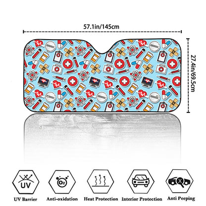 Colorful Medical Pattern Print Car Windshield Sun Shade