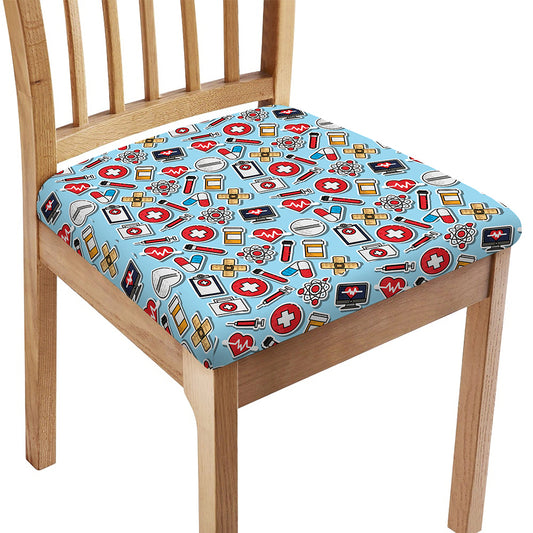 Colorful Medical Pattern Print Chair Cushion Cover