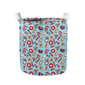 Colorful Medical Pattern Print Collapsible Laundry Basket