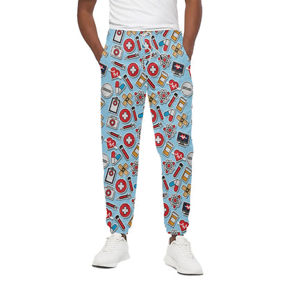 Colorful Medical Pattern Print Cotton Pants