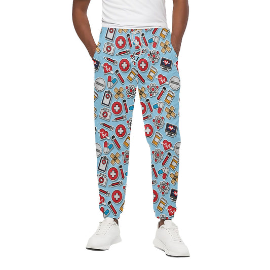 Colorful Medical Pattern Print Cotton Pants