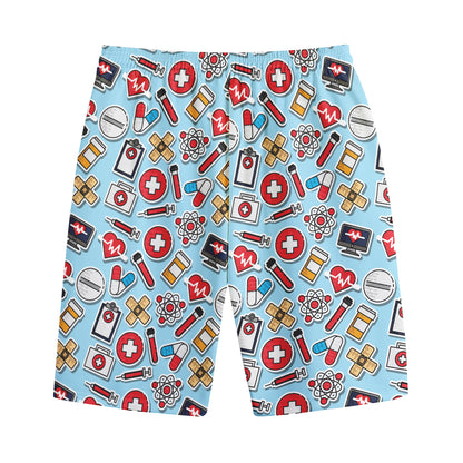 Colorful Medical Pattern Print Cotton Shorts
